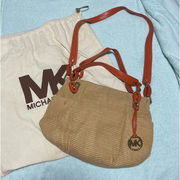 Michael Kors Orange Wicker Purse - Picture 1 of 4